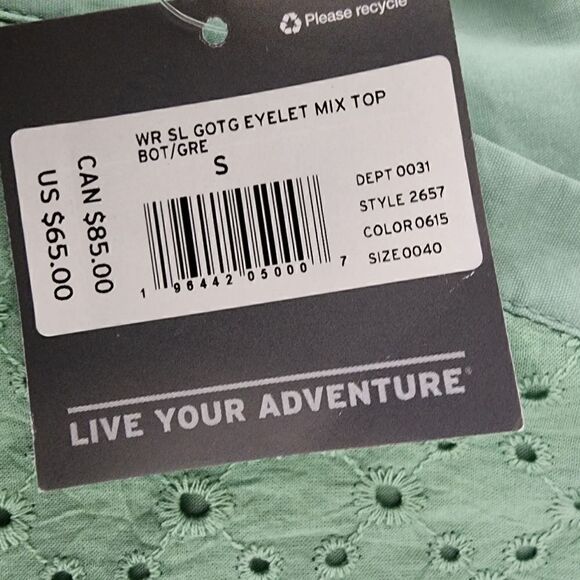 EDDIE BAUER WOMEN'S SLEEVELESS EYELET MIX TOP SIZE SMALL NWT - Picture 7 of 8